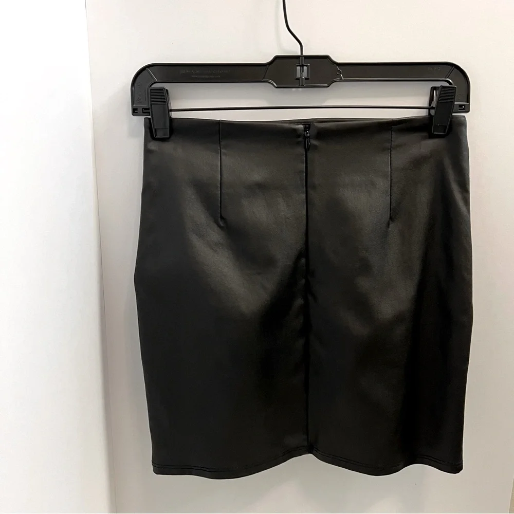 AKIRA Front Wrap Mini Skirt-Black - Picture 9 of 10